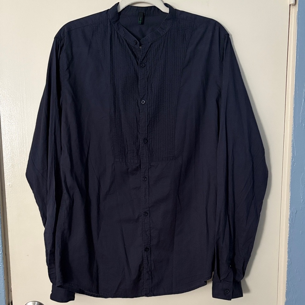 United Colors Of Benetton Women’s Navy Blue Long Sleeve Cotton Tunic Shirt, L